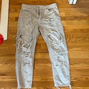 American eagle ripped mom jeans.